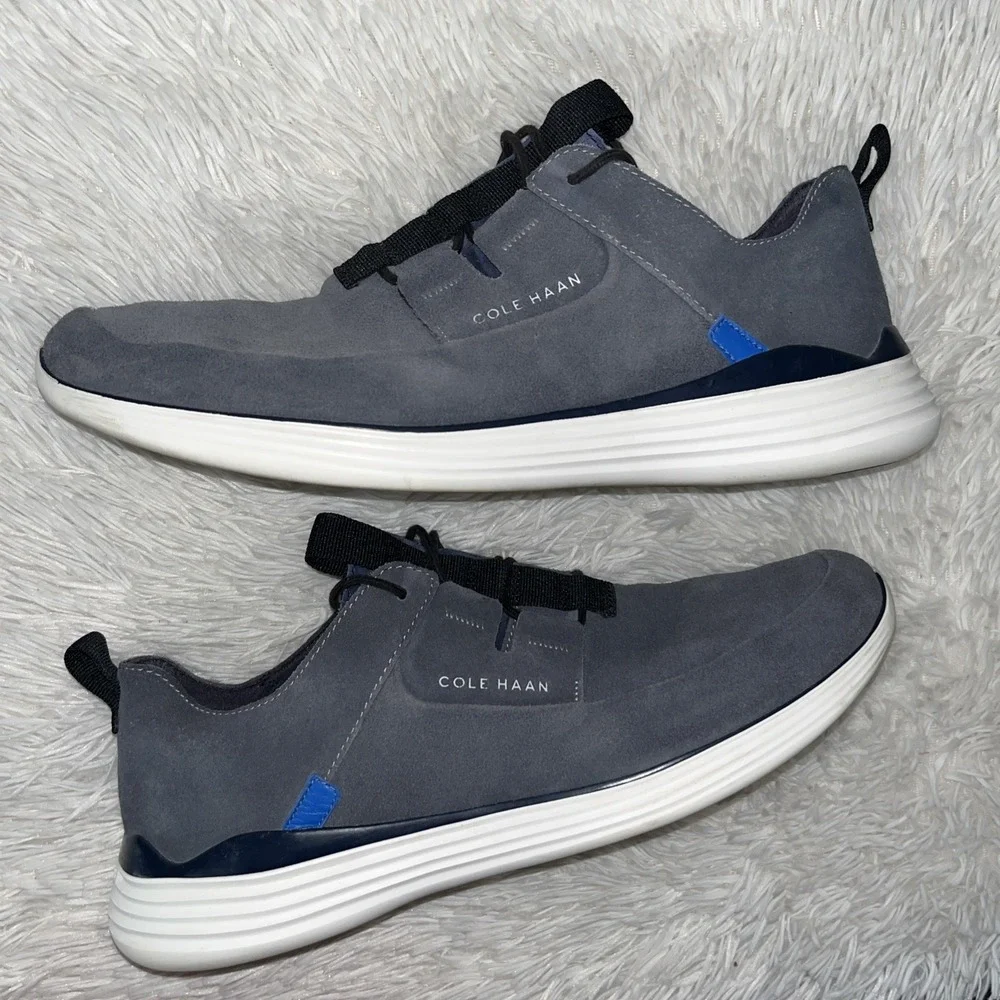 Cole‎ Haan Grandsport Shoes Men's 13 M Blue Suede Oxford Sneakers Casual Preppy